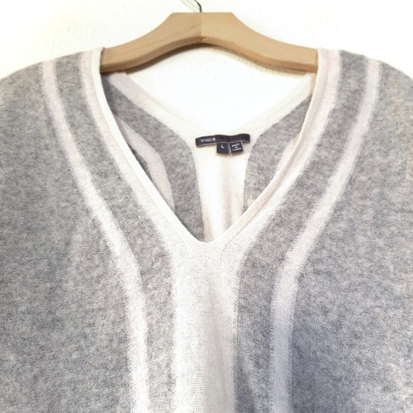 Vince Gray and Cream V-Neck Sweater - Picture 4 of 12